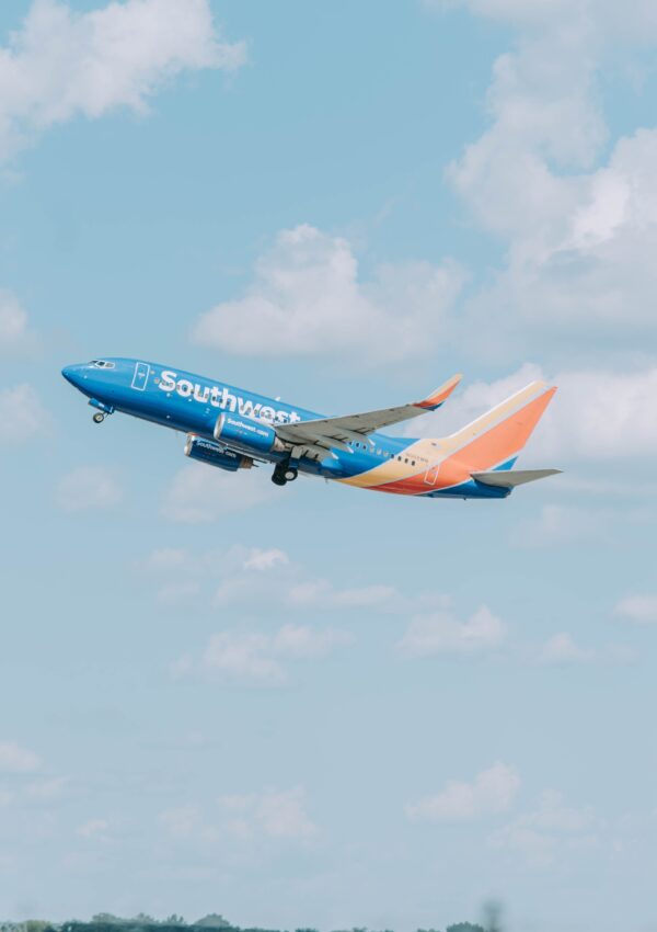 A Southwest airplane in thSouthwest companion pass promotion.