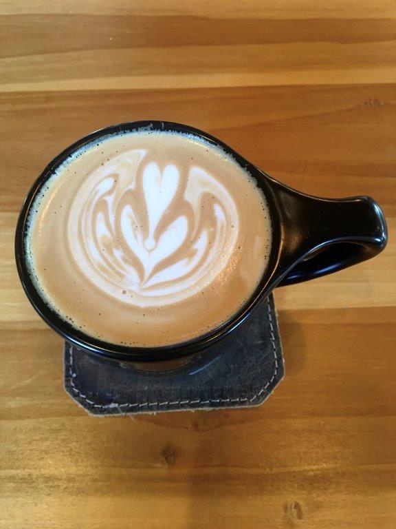 Beautiful latte art at Black Lodge Coffee.