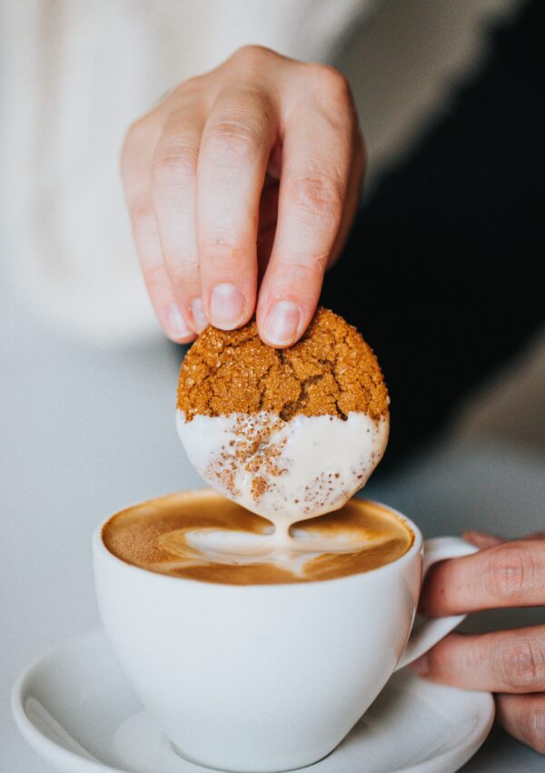 Ginger snap cookie dipped in a hot latte. The little luxuries like this is why I buy $5 lattes.